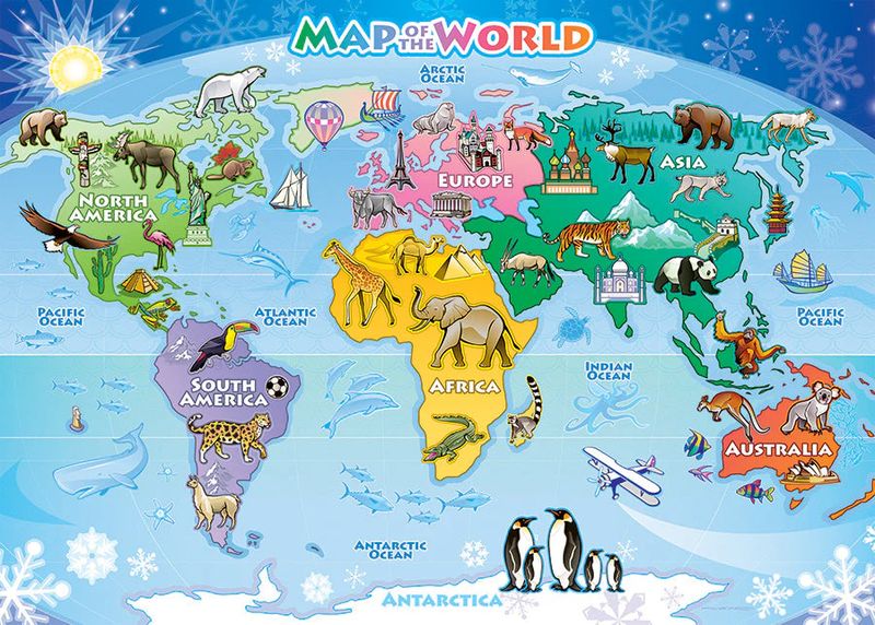 35pc: Tray Puzzle - World Map