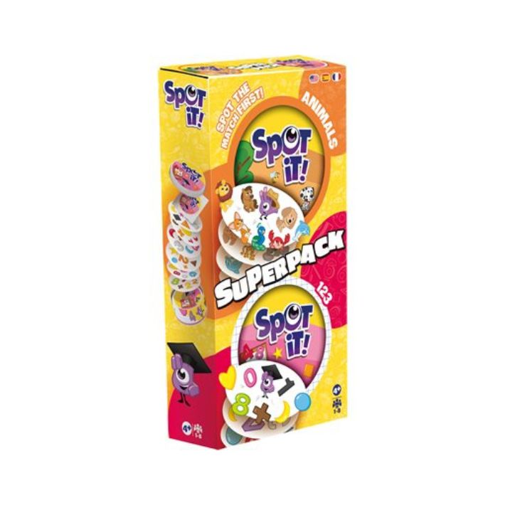 Spot It Game - Super Pack - Animals + 1,2,3