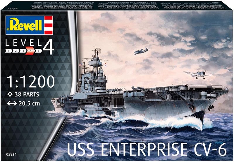 Revell - 1/1200 USS Enterprise CV6 Aircraft Carrier  w/ paint and glue