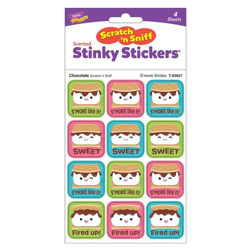 Scratch &#39;N Sniff Stinky Stickers - S&#39;more Smiles, Chocolate
