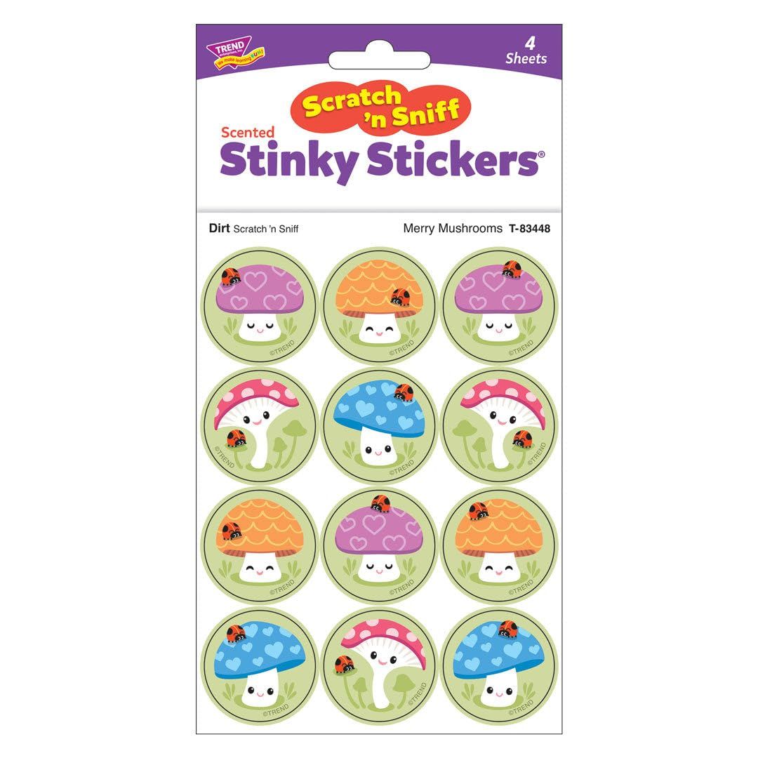 Scratch &#39;N Sniff Stinky Stickers - Merry Mushrooms, Dirt