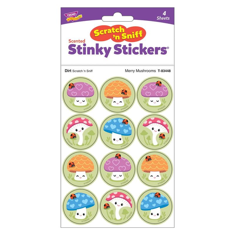 Scratch &#39;N Sniff Stinky Stickers - Merry Mushrooms, Dirt