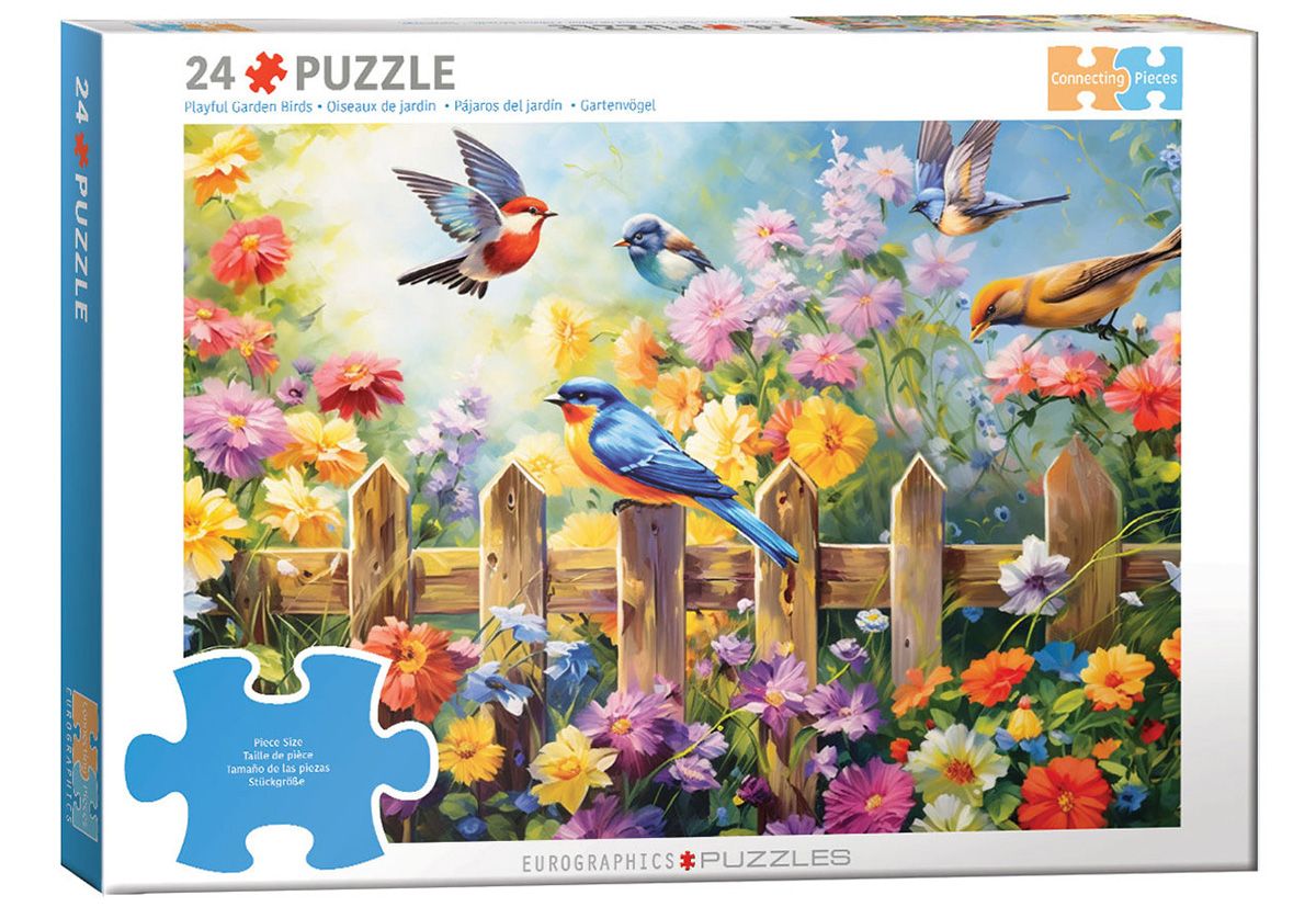 24pc Connecting Pieces: Playful Garden Birds