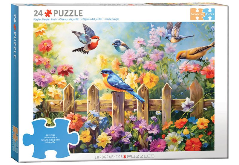 24pc Connecting Pieces: Playful Garden Birds