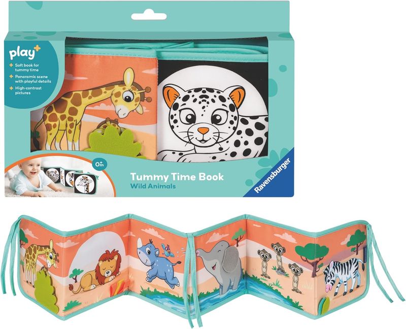 Play+ Tummy Time Book: Wild Animals