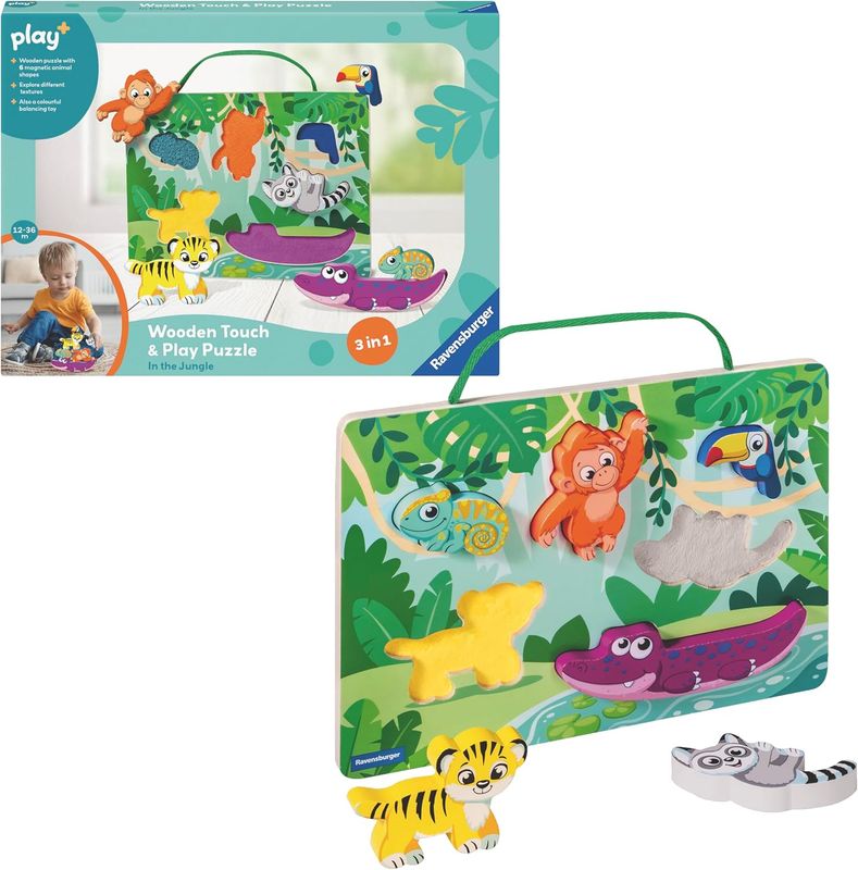 Play+ Wooden Touch and Play Jungle Puzzle