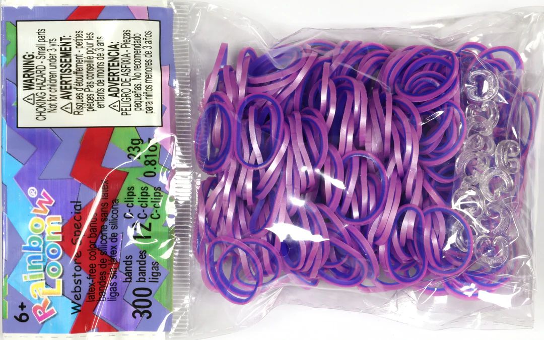 Rainbow Loom Elastics - Pearl: Hot Pink/Ocean