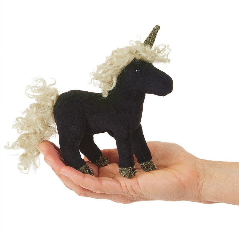 Folkmanis - Mini - Black Unicorn Finger Puppet