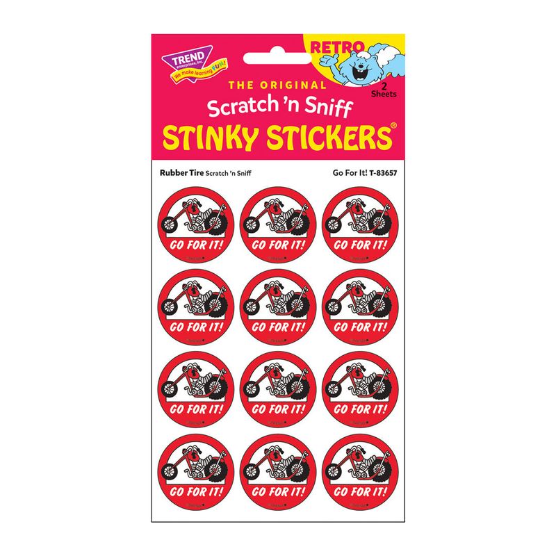 Scratch &#39;N Sniff Stinky Stickers - Go For It! Rubber Tire