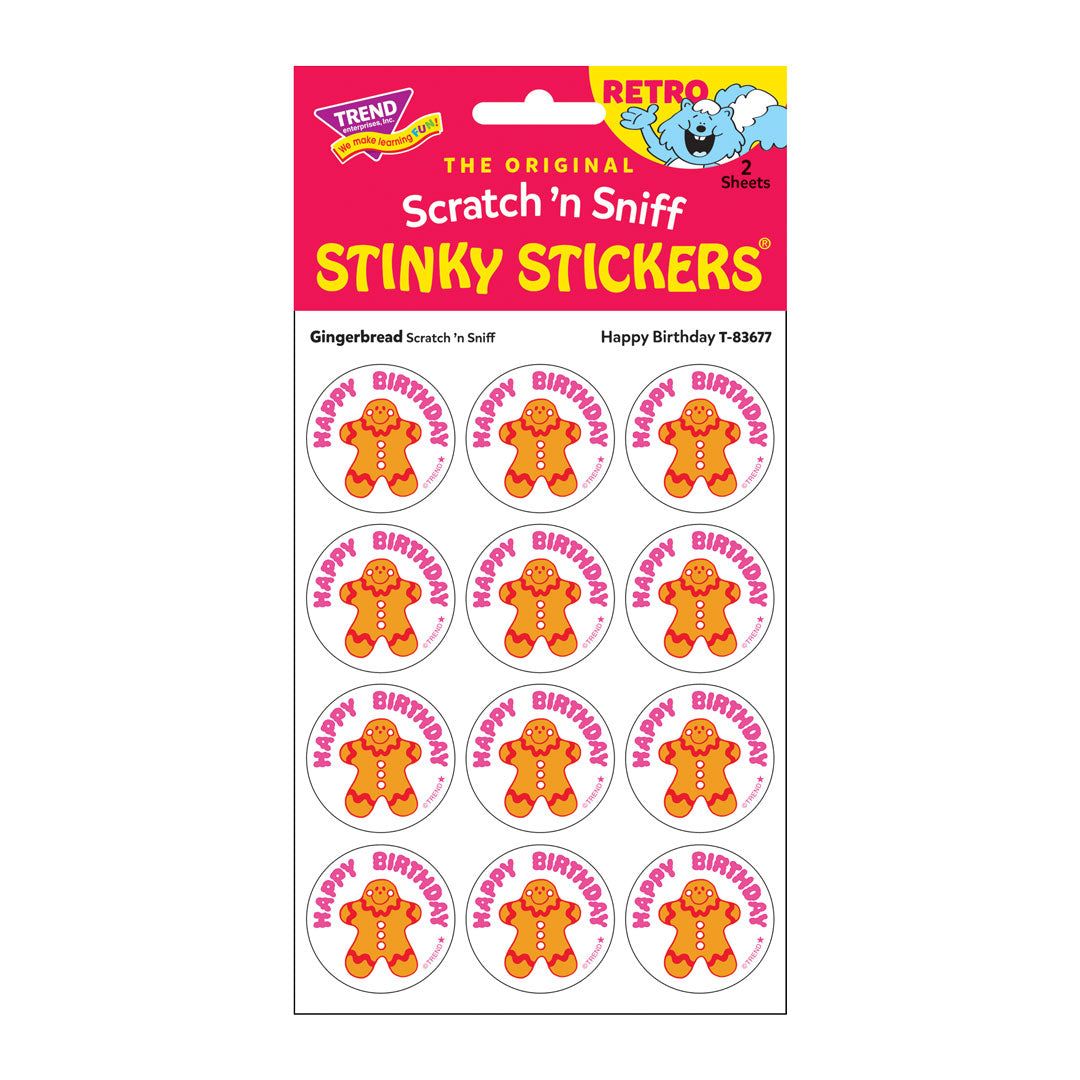 Scratch &#39;N Sniff Stinky Stickers - Happy Birthday, Gingerbread