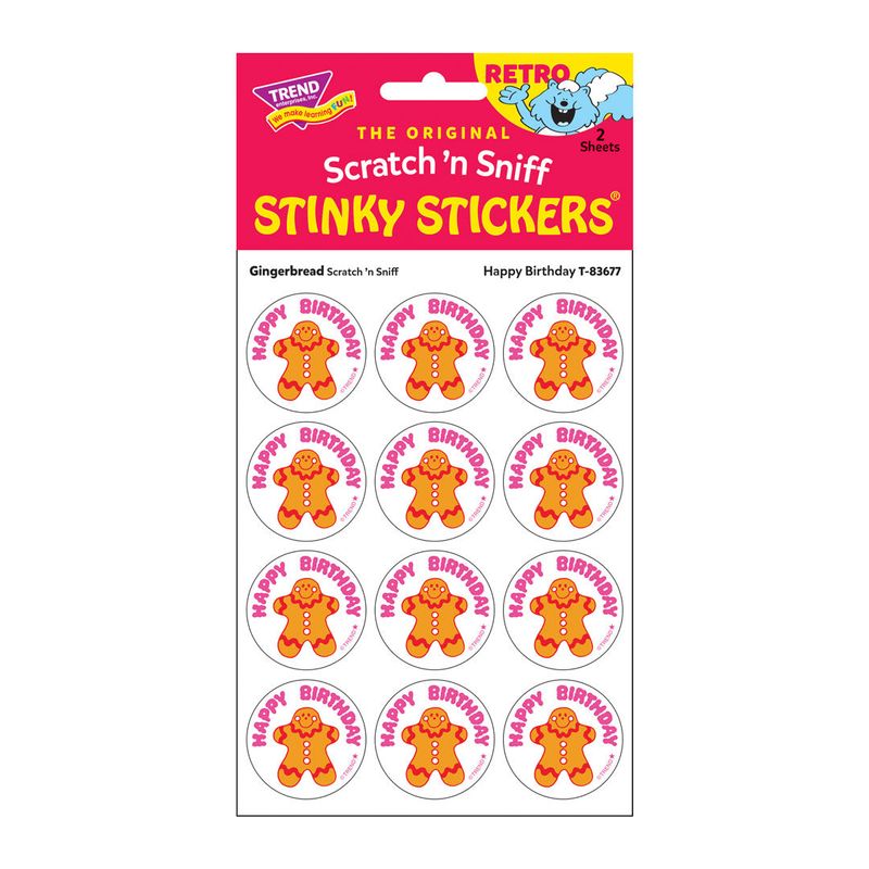 Scratch &#39;N Sniff Stinky Stickers - Happy Birthday, Gingerbread