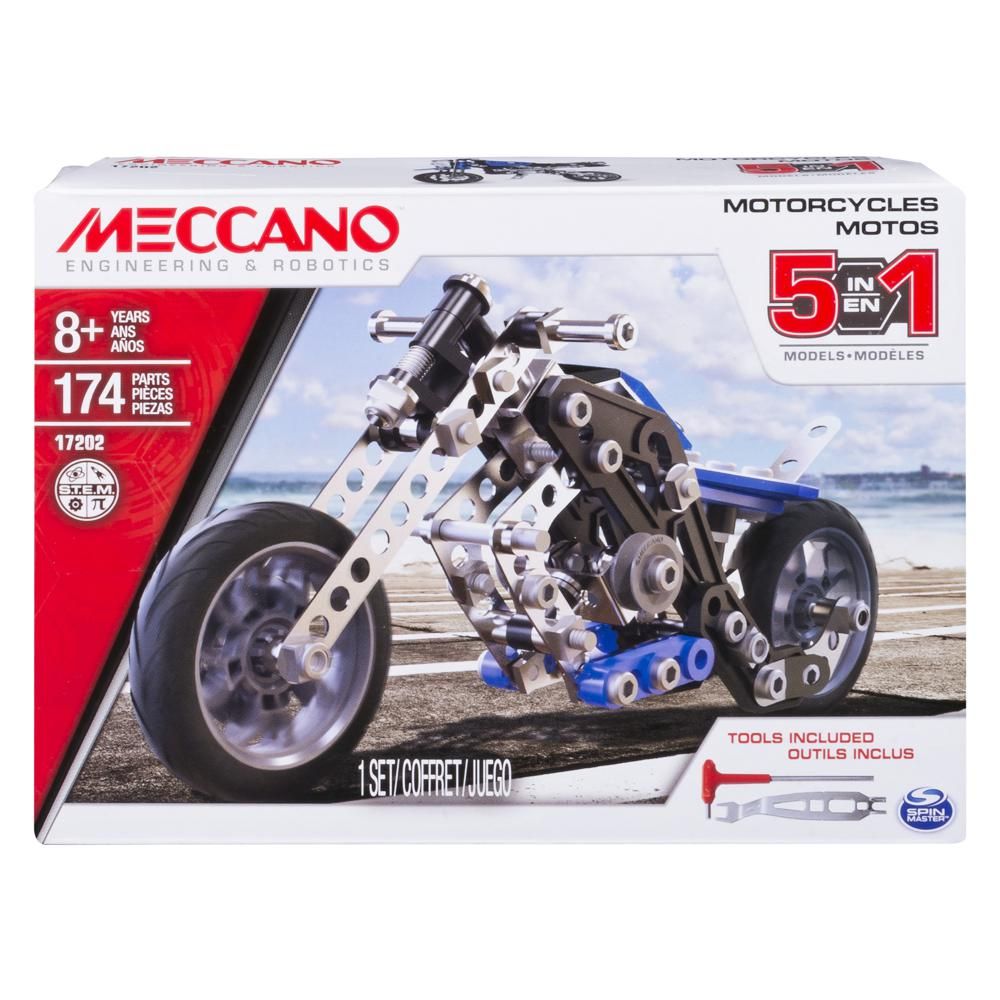 Meccano - 5-in-1 Blue Motorcycle