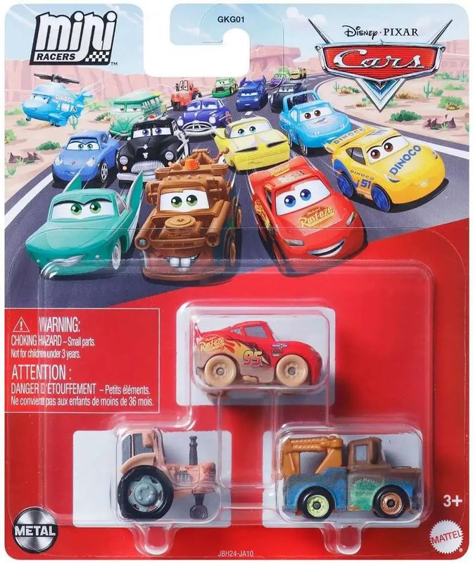 Pixar Cars - Mini Racers 3pk: Tractor, McQueen, Mater