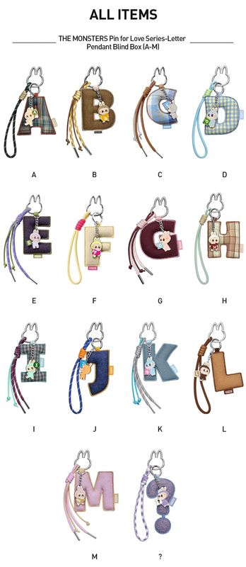 ス*ん様 THE MONSTERS PIN FOR LOVE A-M&N-Z ２ THE MONSTERS - Pin for Love (A-M) Letter Pendant,