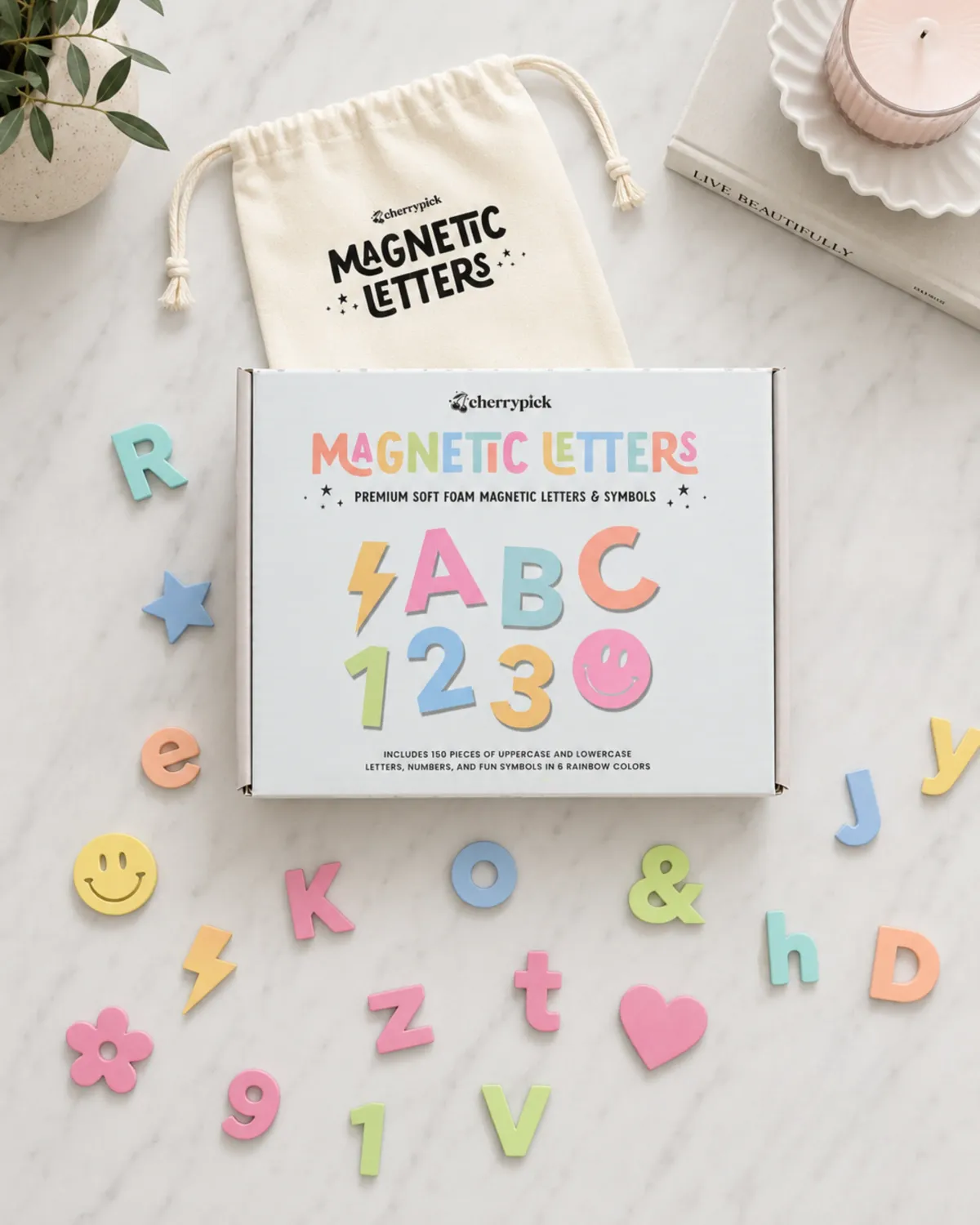 Soft Foam Magnetic Letters &amp; Symbols  150pc - Pastel Rainbow
