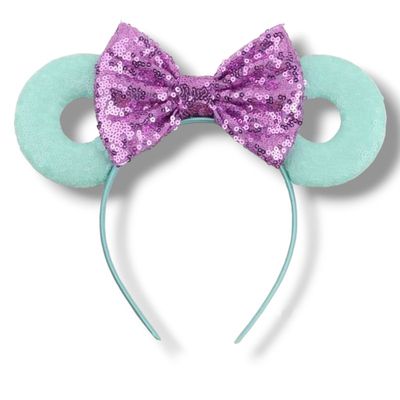 Sequin Donut Headband - Mint with Violet bow
