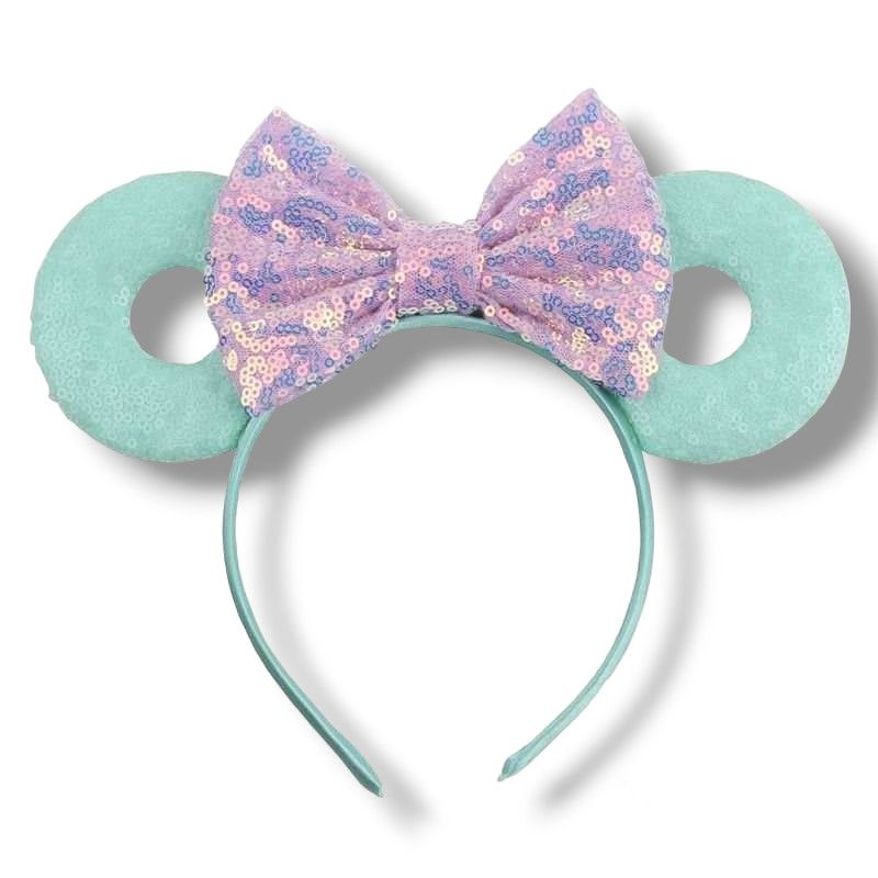 Sequin Donut Headband - Mint with Lavender bow