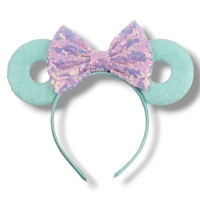 Sequin Donut Headband - Mint with Lavender bow