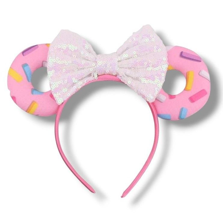 Sequin Donut Headband - Sprinkles with white bow