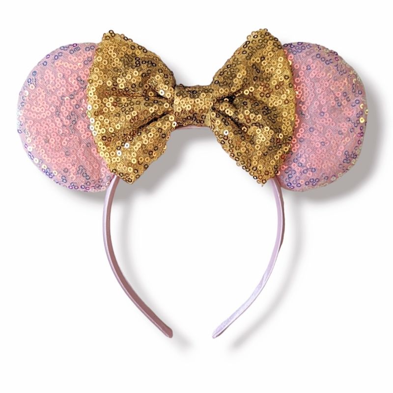 Sequin Ear Headband - Gold Bow