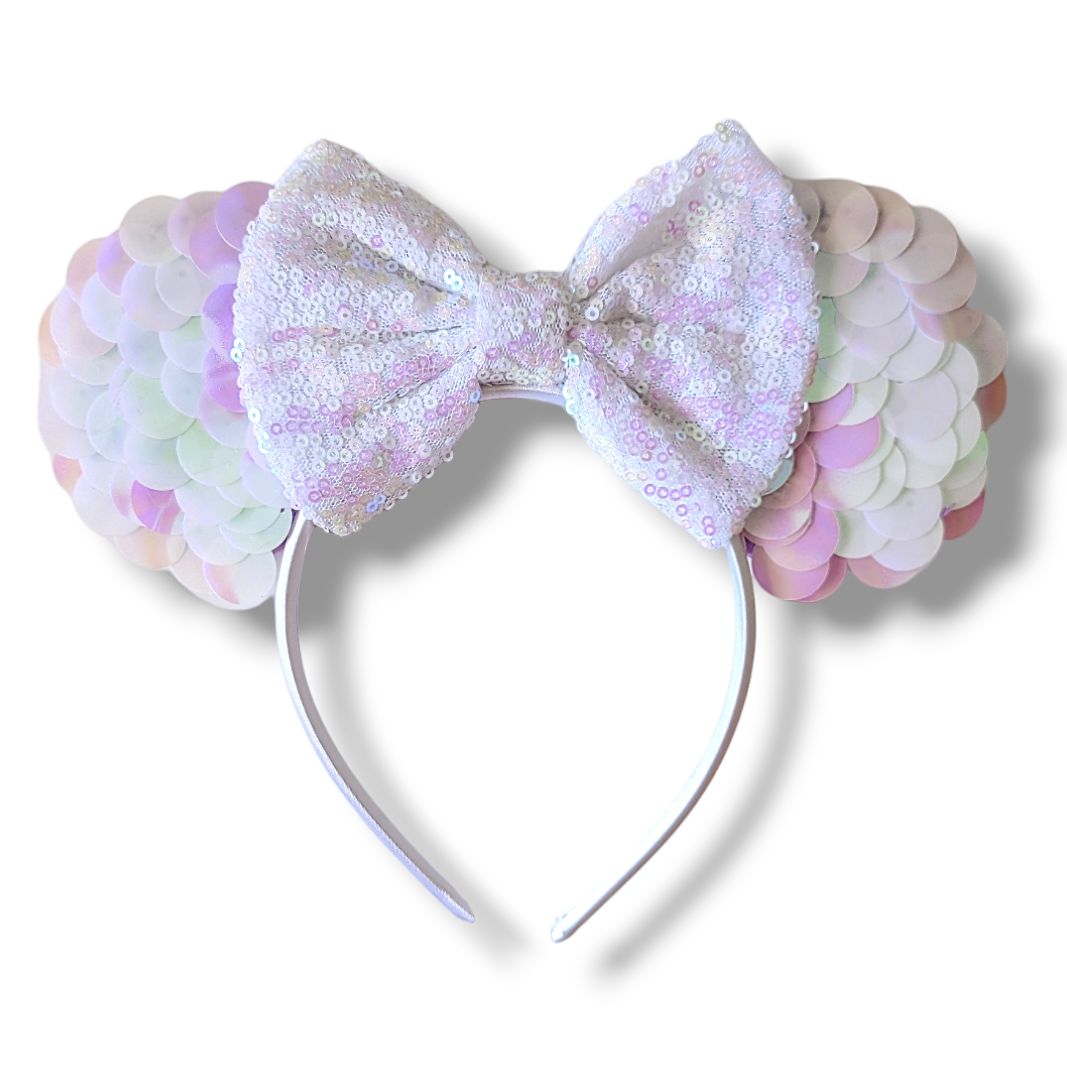 Mermaid Sequin Bow Headband - White