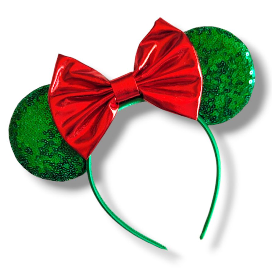 Sequin Ear Headband - Red Bow
