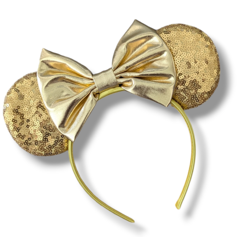 Sequin Ear Headband - Gold Bow