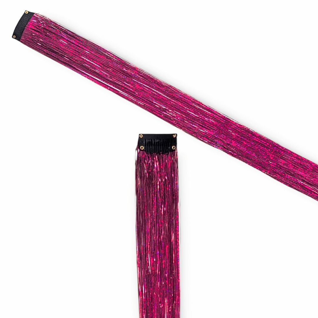 Clip in Hair Extension - Tinsel Berry Pink