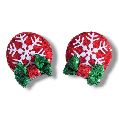 Christmas Piggy tail Hair Clips - Snowflakes