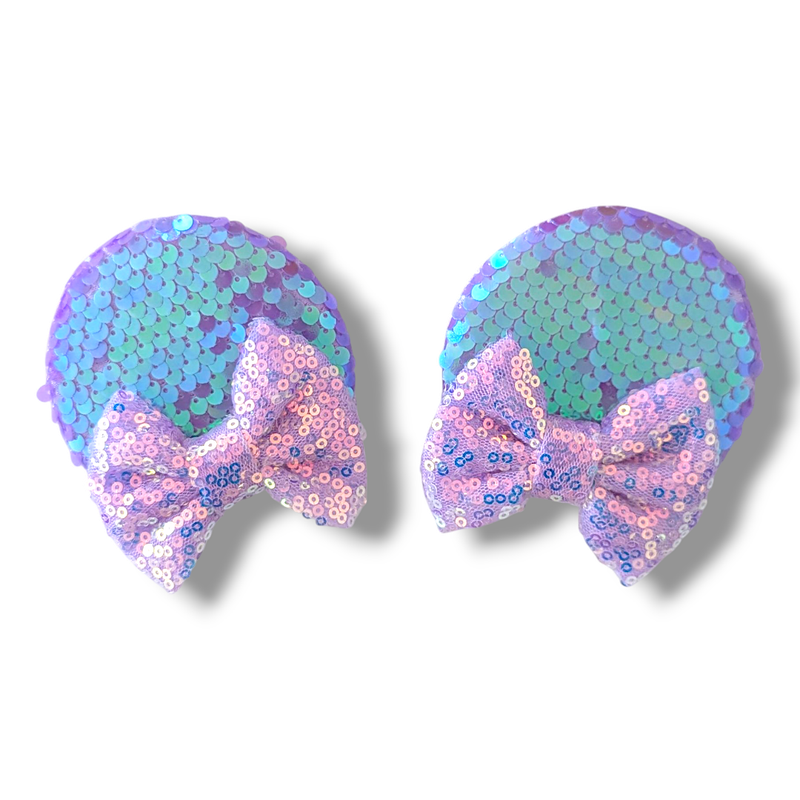 Piggy tail Bow Hair Clips - Lilac