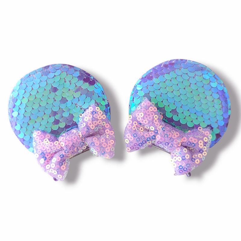 Mini Piggy tail Bow Hair Clips - Lilac