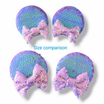 Mini Piggy tail Bow Hair Clips - Mermaid