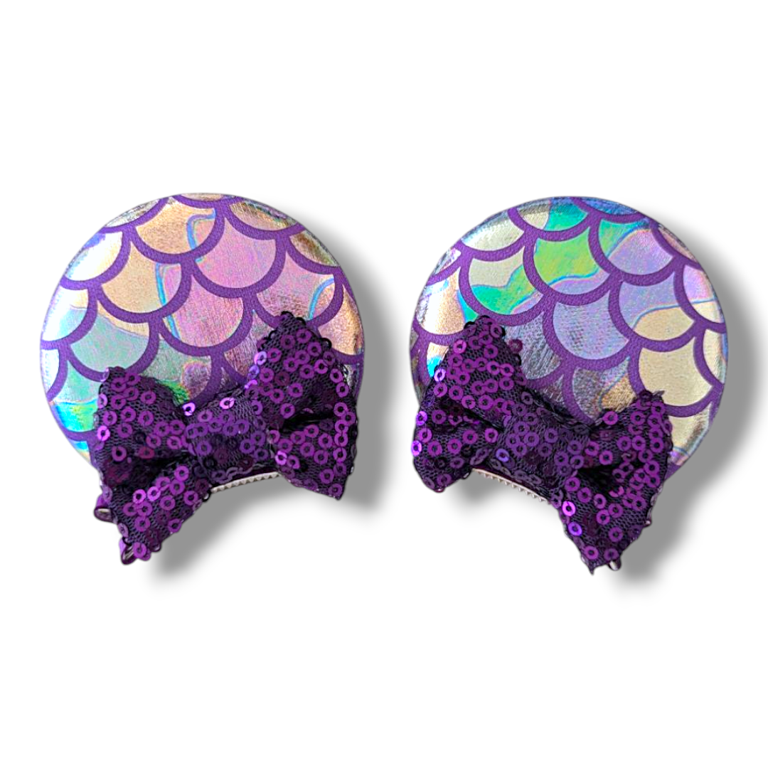 Mini Piggy tail Bow Hair Clips - Mermaid