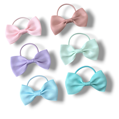 Bow Hair ties - Pastel Rainbow