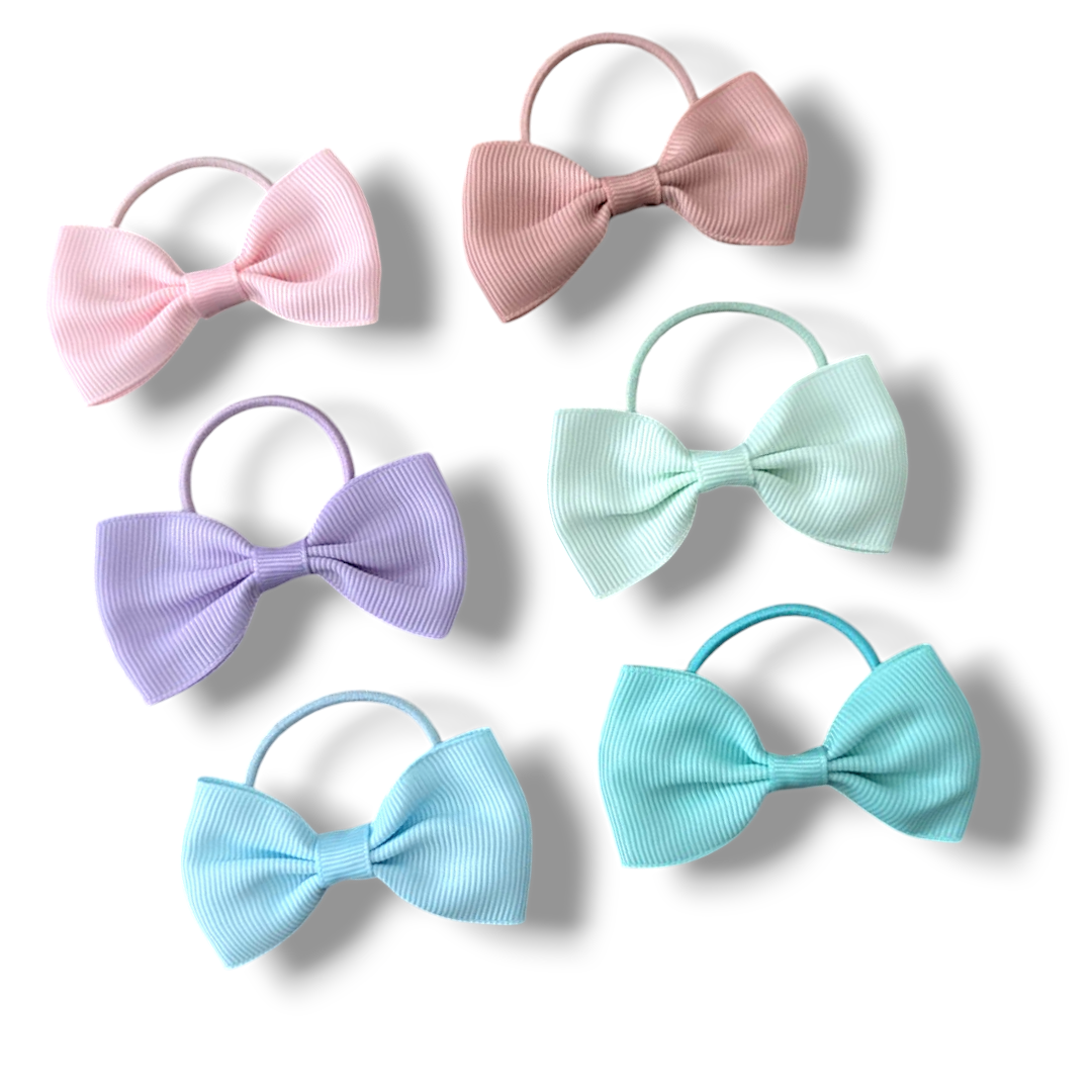 Bow Hair ties - Pastel Rainbow