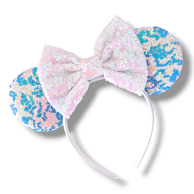 Sequin Bow Headband - White Frosty