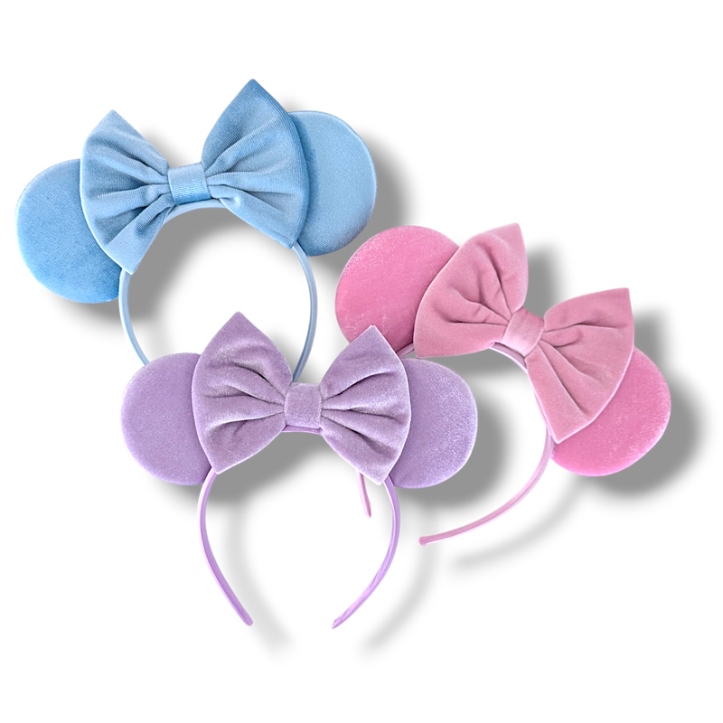 Plush Bow Headbands - Set of 3