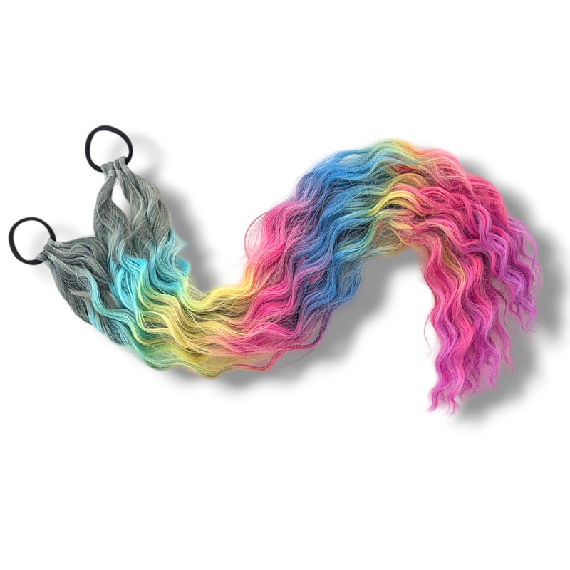 Mermaid Waves Piggy Tail Extensions - Rainbow