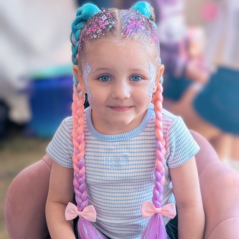 Piggy Tail Hair Extensions - Rainbow Dash