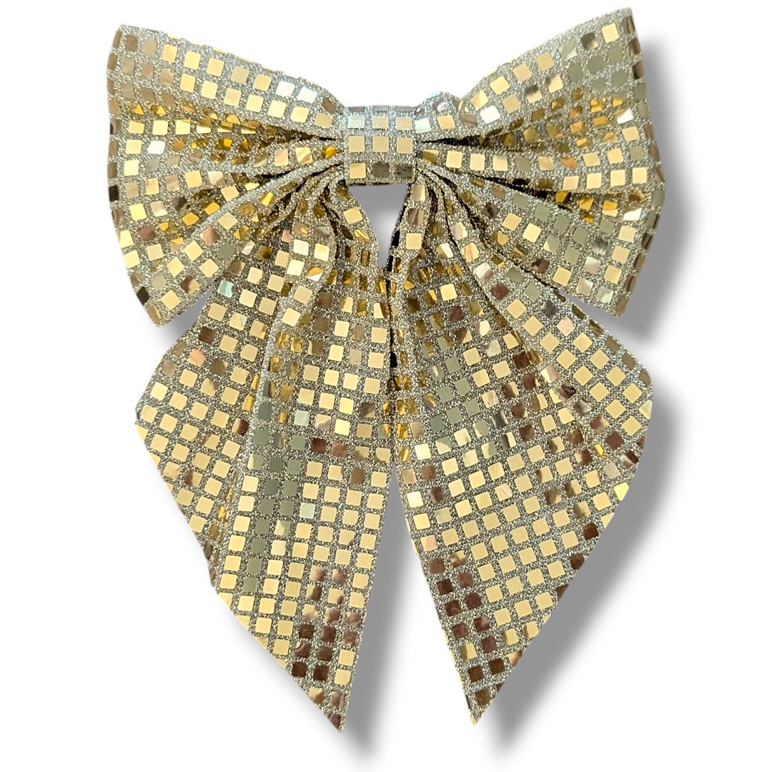 Large Christmas Hair Bow - Gold