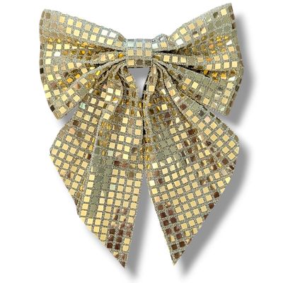 Large Christmas Hair Bow - Gold Large Christmas Hair Bow - Gold