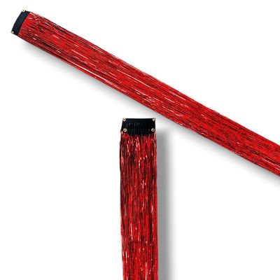 Clip in Hair Extension - Tinsel Red