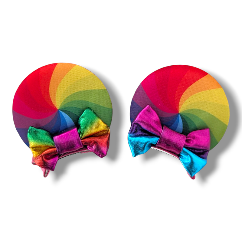 Mini Piggy tail Bow Hair Clips - Rainbow