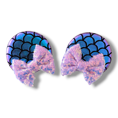 Piggy tail Bow Hair Clips - Mermaid Piggy tail Bow Hair Clips - Mermaid