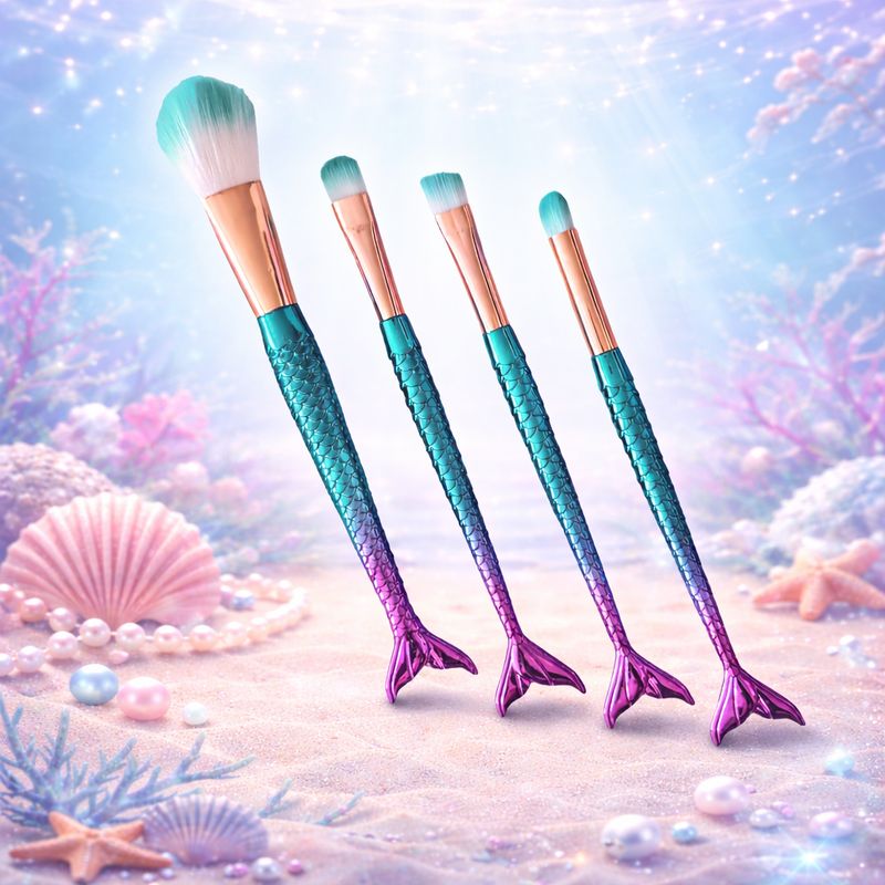 Mermaid Tail Glitter Gel Brush set - Aqua Pink