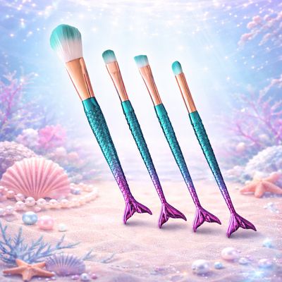 Mermaid Tail Glitter Gel Brush set - Aqua Pink