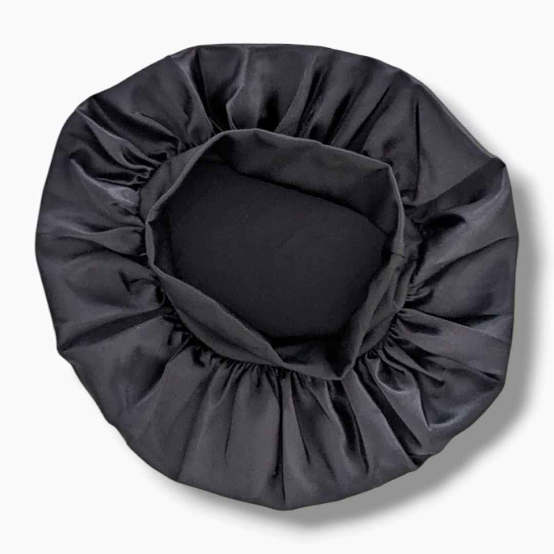 Kids Silky Hair Bonnet - Black