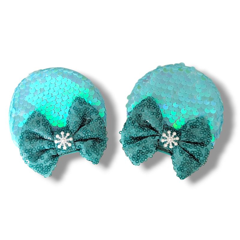 Piggy tail Bow Hair Clips - Fairy Bliss Snowflakes