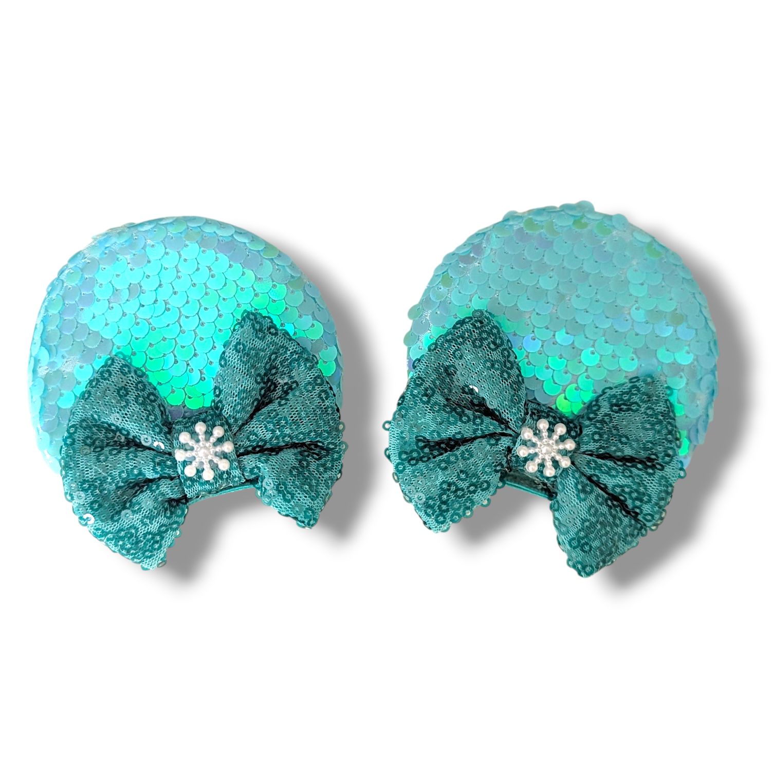 Piggy tail Bow Hair Clips - Fairy Bliss Snowflakes