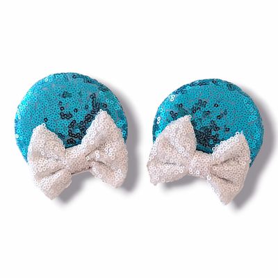 Piggy tail Bow Hair Clips - Blue Frosty
